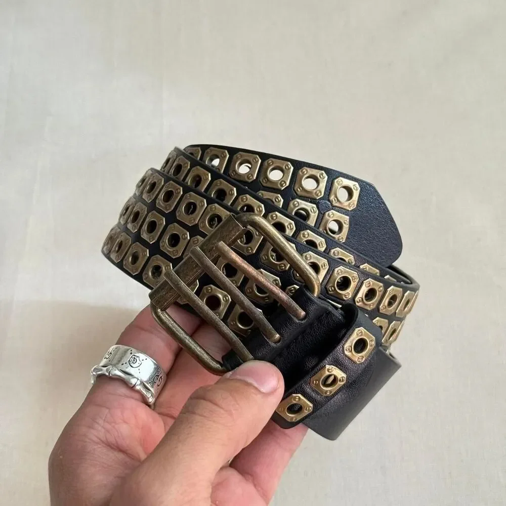 y2k 2000s studded black and bronze grunge emo belt